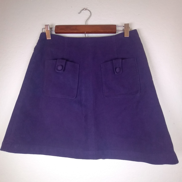 Boden Mod Cambridge A Line Velvety Felt Lined Preppy Academia Deep Purple Skirt - Picture 2 of 9